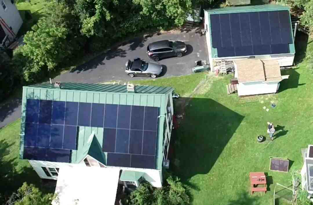 A house with solar panels on the roof.