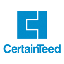 Blue CertainTeed logo with an abstract geometric design above the company name, highlighting Roofing Warranties, on a white background.