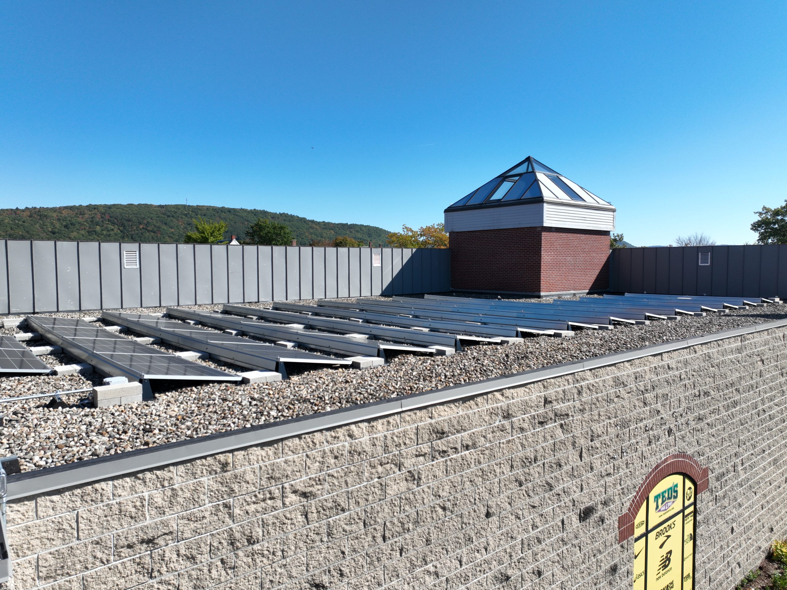 Solar panels on a flat roof