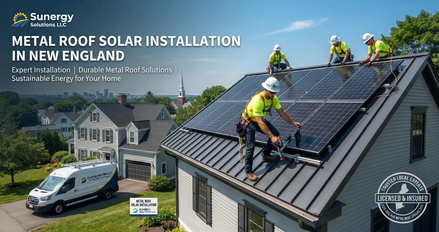 Sunergy Solutions LLC offers Metal Roof Solar Panel Installation in New England.